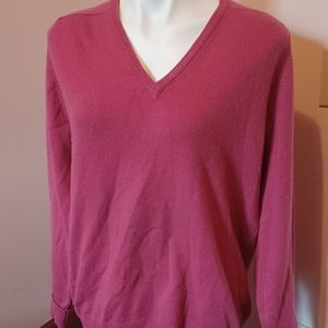 McLeish Scottish Pink 100% Cashmere V-Neck Sweater, Size 44